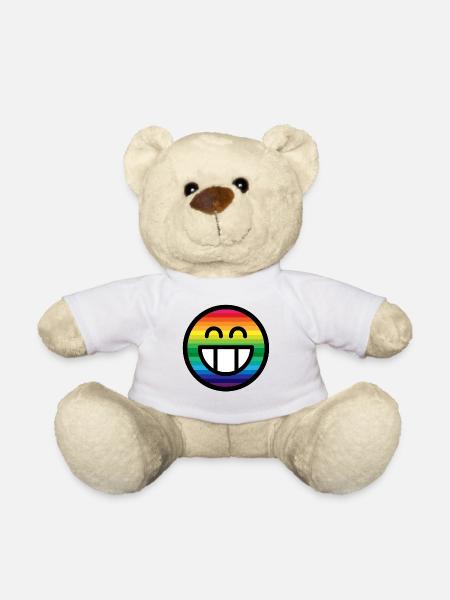 Emoticon Rainbow Grin - Teddy Bear - white