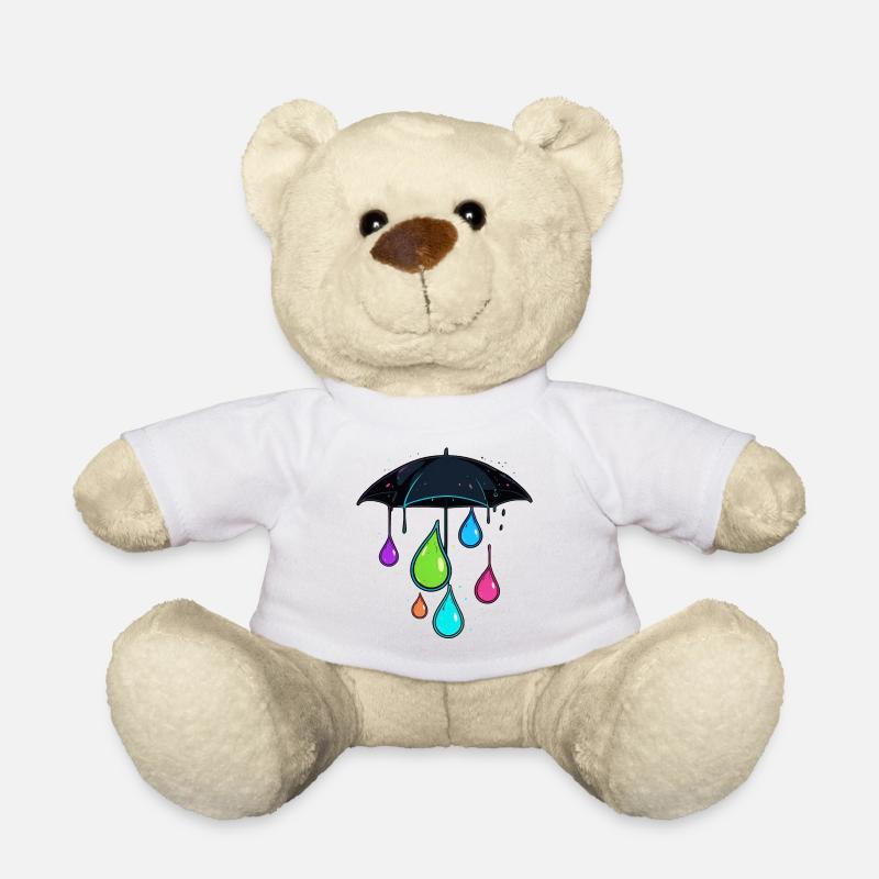 Colorful umbrella - Teddy Bear - white