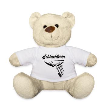 Schlachterin in Rente Rentenbeginn Schlachterei - Teddy - Weiß - Vorne