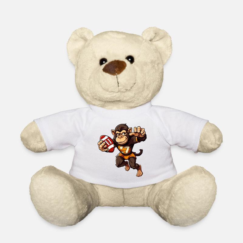 Monkey Rugby Player - Teddy Bear - white