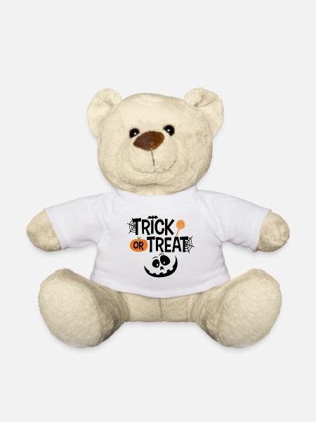 Trick or Treat Halloween Face Pumpkin - Teddy Bear - white