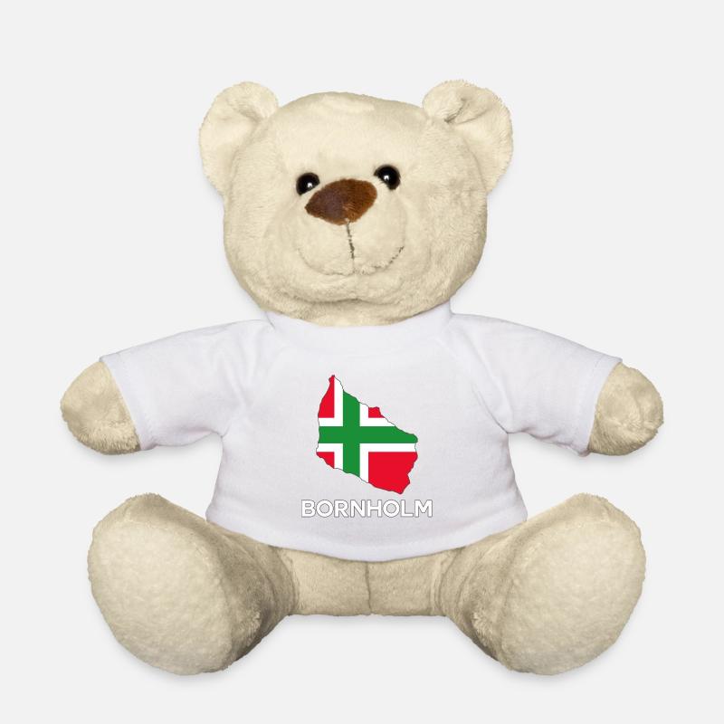 Bornholm flag shape - Teddy Bear - white