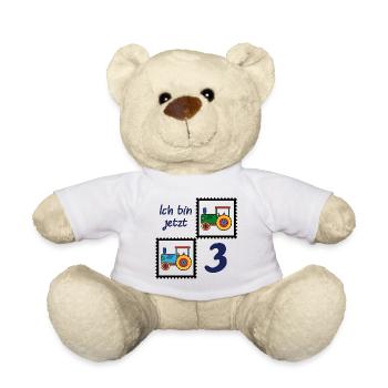 Ich bin jetzt 3 | Dritter Geburtstag - Teddy - Weiß - Vorne