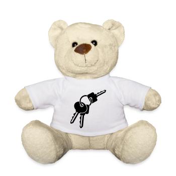 Porte-clés - trois clés - idée cadeau - Nounours - blanc - Devant