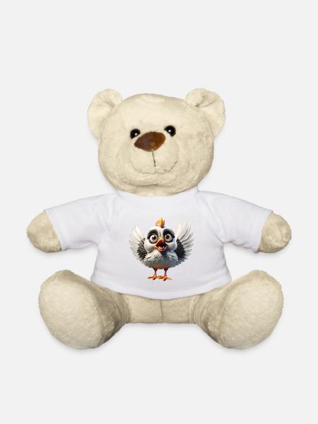 Verrücktes, entzückendes und lustiges Huhn - Teddy - Weiß
