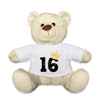 16 Crown 16th Birthday 16 Years - Teddy Bear - white - Front