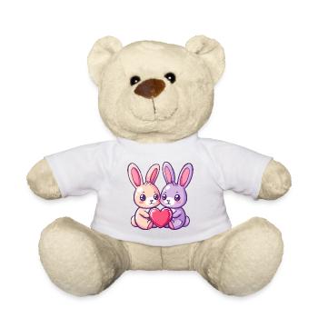Bunny Couple In Love Easter Valentine's Day - Teddy Bear - white - Front