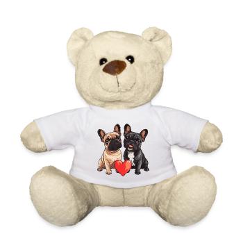 Französische Buldogge Hunde Paar Verliebt Valentin - Teddy - Weiß - Vorne