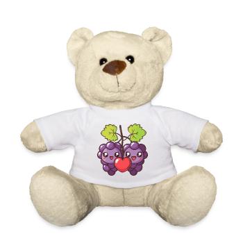 Weintrauben Paar Liebe Herz Valentinstag - Teddy - Weiß - Vorne