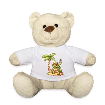 Turtle Summer Beach Vacation - Teddy Bear - white - Front