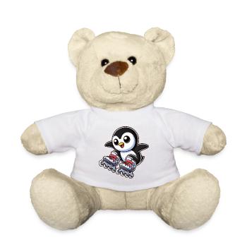 Mignon pingouin patins à roues alignées dessin animé - Nounours - blanc - Devant