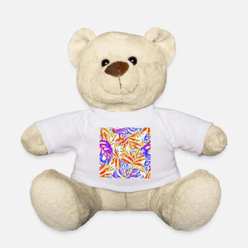 Tropical leaves collage - Teddy Bear - white