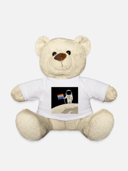 Astronaut With Gay Flag - Teddy Bear - white