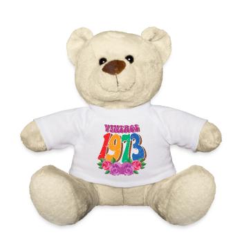 Fleur rétro 1973, 50 ans Cadeau 50e anniversaire - Nounours - blanc - Devant