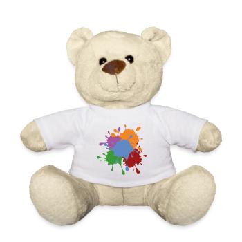 Farbkleckse Kleckse Farbspritzer Maler Geschenk - Teddy - Weiß - Vorne