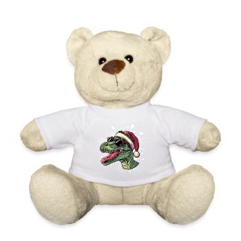 Dinosaur brontosaurus Christmas Funny - Teddy Bear - white - Front