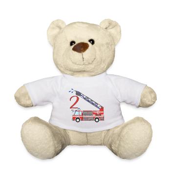 Fire engine 2nd birthday - Teddy Bear - white - Front
