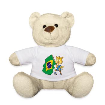 Brazilian Fan Cat - Teddy Bear - white - Front