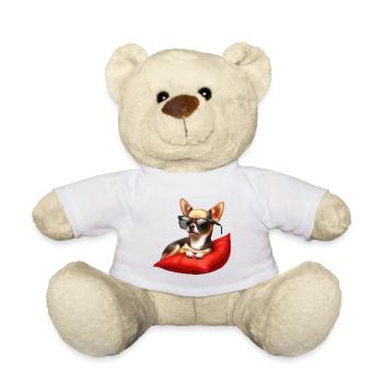 Chihuahua portant des lunettes de soleil - Nounours - blanc - Devant
