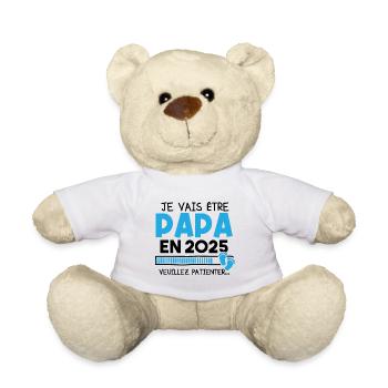 Je vais être papa en 2025 veuillez patienter... - Nounours - blanc - Devant