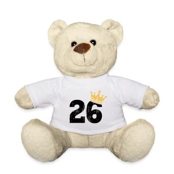 26 Crown 26th Birthday 26 Years - Teddy Bear - white - Front