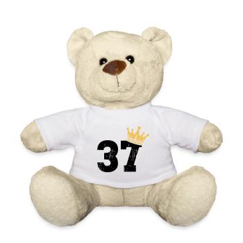 37 Crown 37th birthday 37 years old - Teddy Bear - white - Front