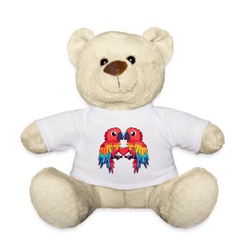Papagai Paar Herz - Teddy - Weiß - Vorne