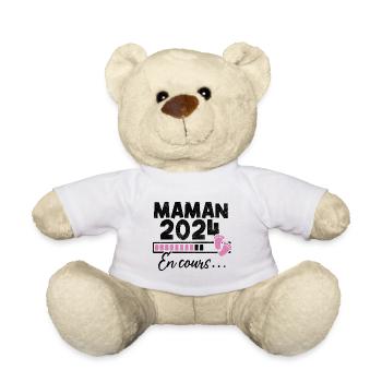 Maman 2024 En Cours - Nounours - blanc - Devant