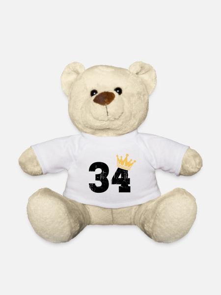 34 Krone 34. Geburtstag 34 Jahre - Teddy - Weiß