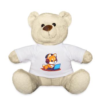 Shiba Inu Joueur | Le style Pixel Art | Nerd - Nounours - blanc - Devant