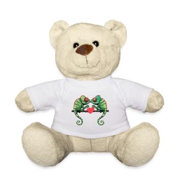 Chameleon Couple Valentine's Day - Teddy Bear - white - Front