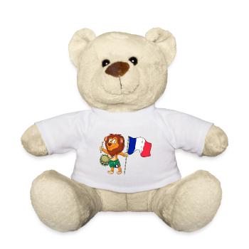 Lion au drapeau Français - Nounours - blanc - Devant