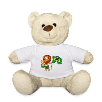 Lion with the Brazilian flag - Teddy Bear - white - Front