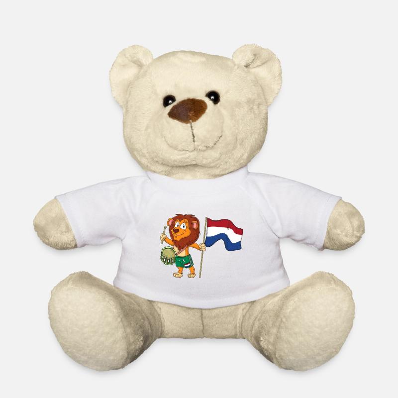 Lion with the Netherlands flag - Teddy Bear - white