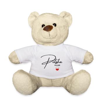 Drapeau de la Pologne, fierté polonaise - Nounours - blanc - Devant