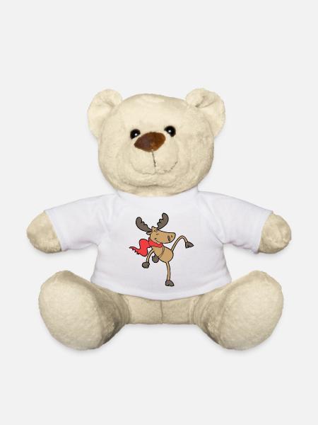 Rentier Tänzer mit rotem Schal - Teddy - Weiß