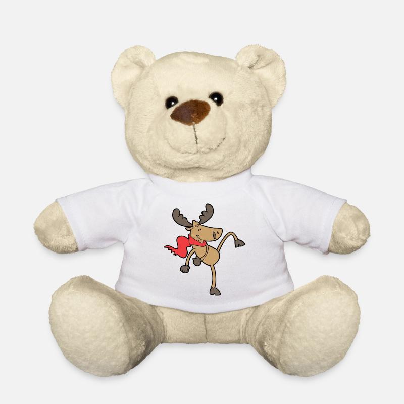 Rentier Tänzer mit rotem Schal - Teddy - Weiß