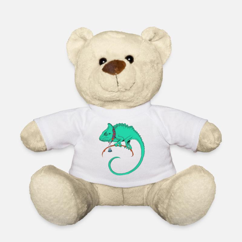 Ein schönes gezeichnetes grünes Chamäleon - Teddy - Weiß