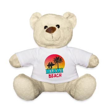 Miami Beach / Retro / Geschenk / USA - Teddy - Weiß - Vorne