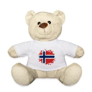 Klecks Norwegen Norwegische - Flagge Geschenk - Teddy - Weiß - Vorne