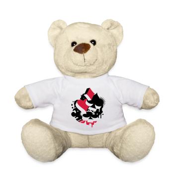 Vier Spielkarten Symbole Herz, Pik, Karo und - Teddy - Weiß - Vorne
