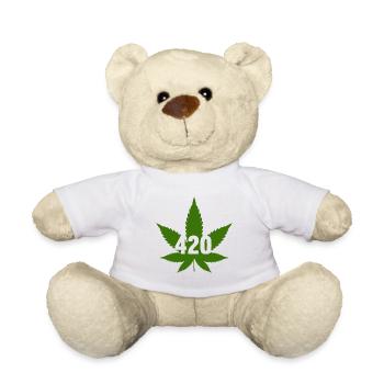 CANNABIS MARIHUANA HANFBLATT 420 - Teddy - Weiß - Vorne