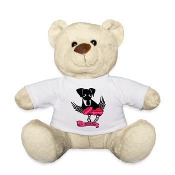 Pinscher winged heart - Teddy Bear - white - Front