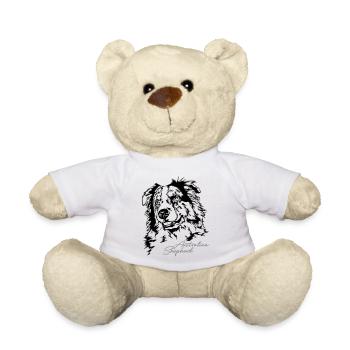 AUSTRALIAN SHEPHERD merle Portrait Wilsigns - Nounours - blanc - Devant