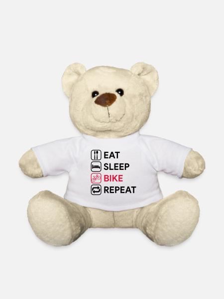 eat sleep bike repeat - Teddy Bear - white