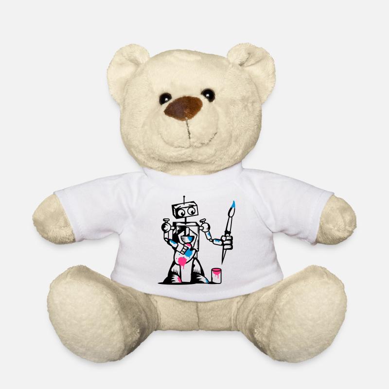 Roboter mit einem Pinsel - Teddy - Weiß