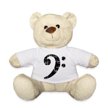Bass Clef Vintage Music Design (Noir) - Nounours - blanc - Devant