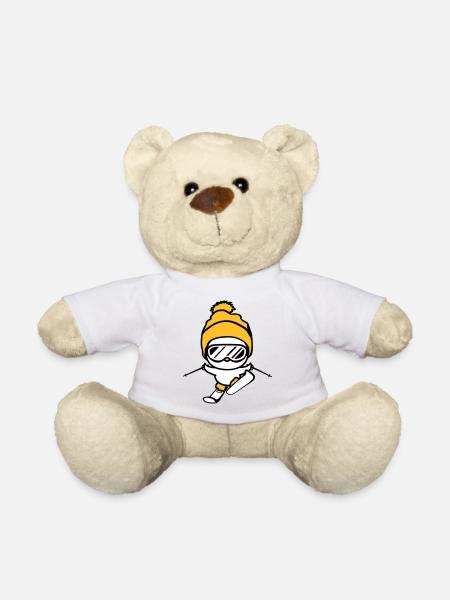 ski fahren kueken winter vogel spass klein suess n - Teddy - Weiß