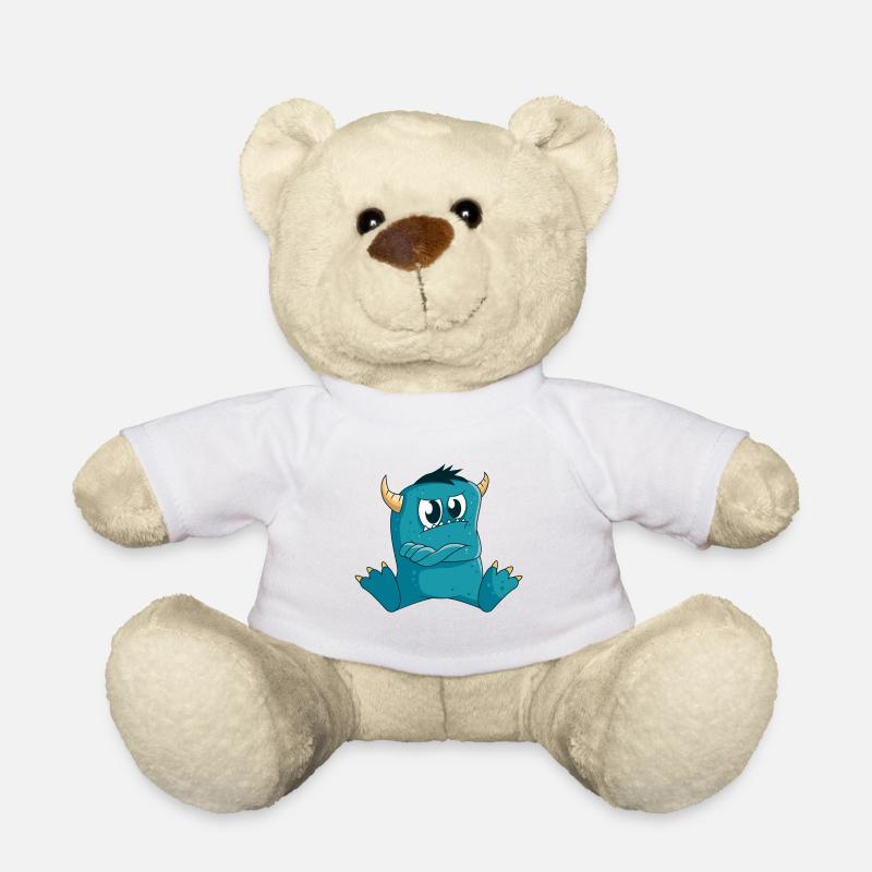 Kleines Monster ist eingeschnappt und zeigt Hörner - Teddy - Weiß