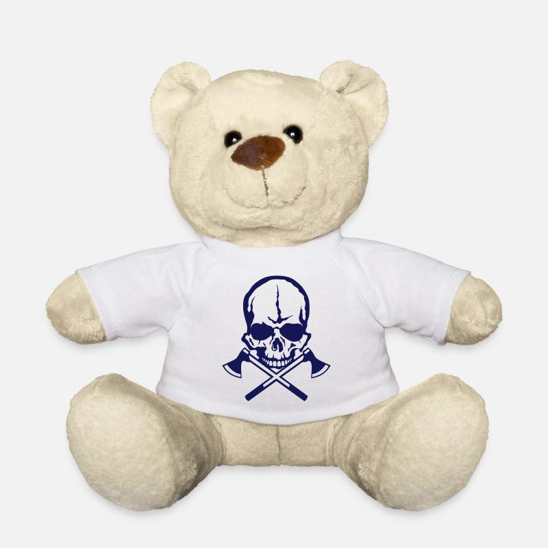 dead head cross ax skull - Teddy Bear - white